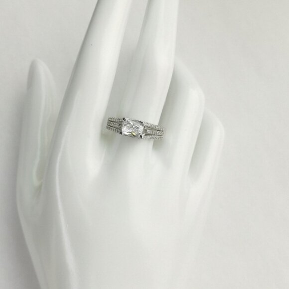 New sterling silver cz cathedral set ring engagement cocktail size 9 - Picture 7 of 8